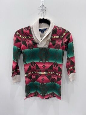 Polo Ralph Lauren Girls Aztec Print Size 7 Southwestern Shawl Collar Dress